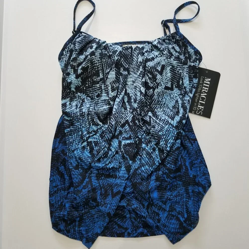 Miraclesuit Jubilee Printed Tankini Swim Top Size 8 - Picture 5 of 11